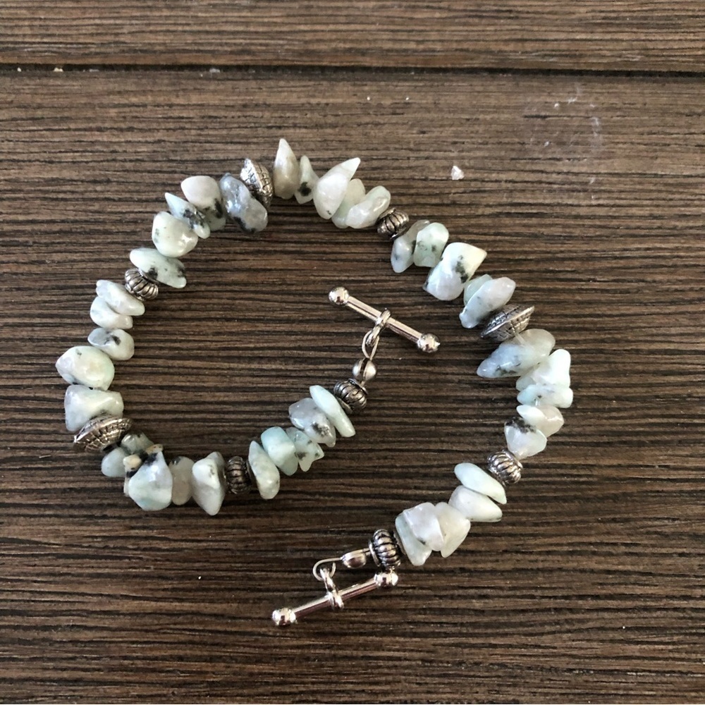 Handmade Dalmatian Stone chip bookmark, worry beads